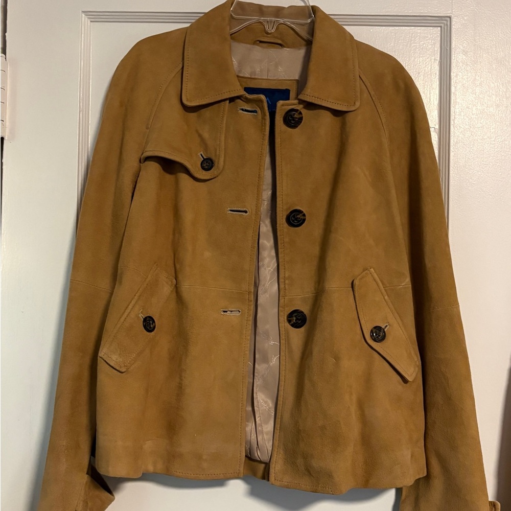 Martin Osa genuine leather Tan Suede Jacket with Button Details